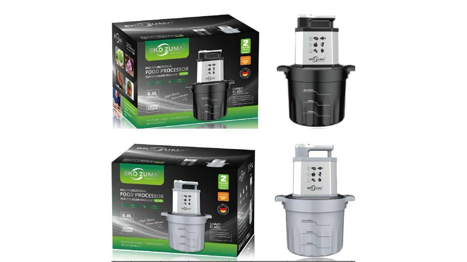 Ekozuma 8L Multifunctional Food Processor & Yam Pounder